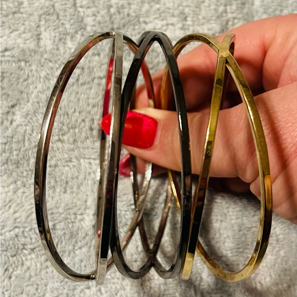 Premier Designs Gold, Silver, and Black Bracelet Set
